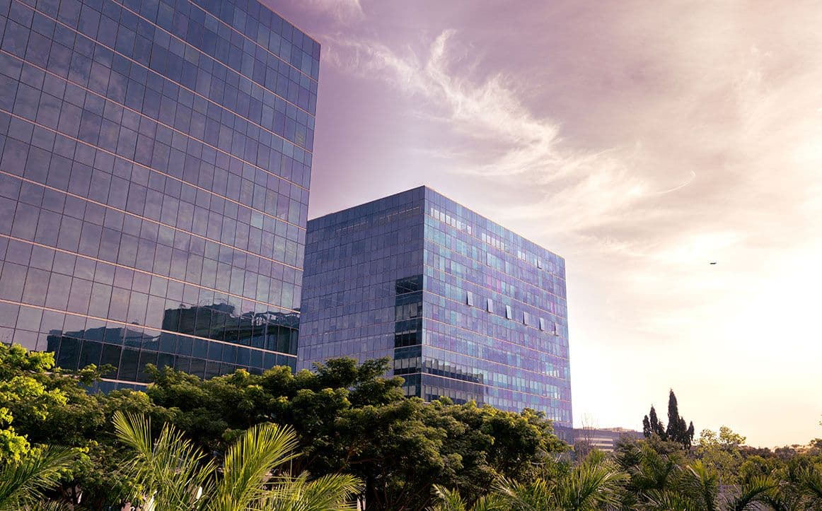 Helios Business Park highlighting its glass facade