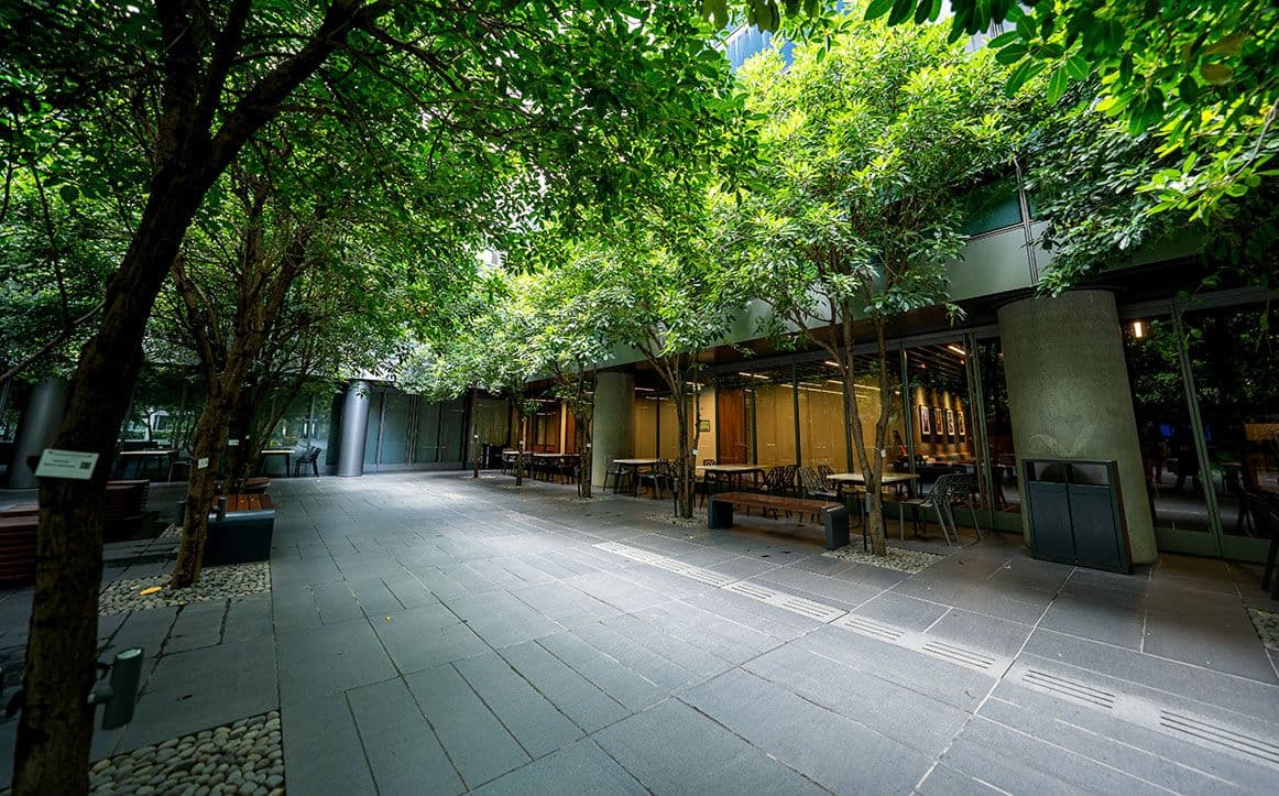 Helios Business Park's well-maintained open courtyard